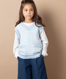 a.v.v(KID'S)(アー・ヴェ・ヴェキッズ)/[140－150]【2点セット】ツイード風ニットベストセット/ライトブルー