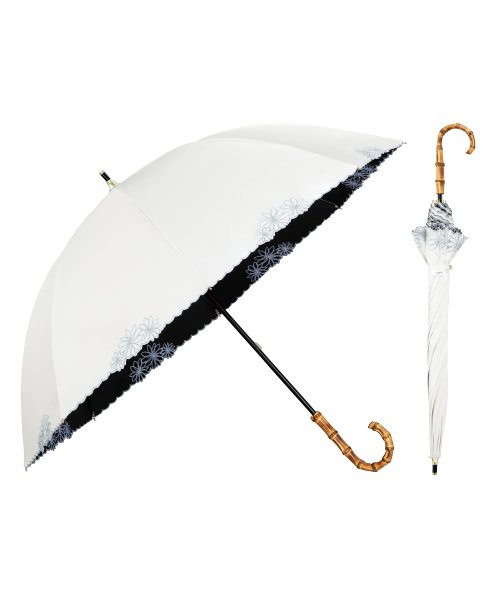 Wpc．(Wpc．)/【Wpc.公式】日傘 UVO（ウーボ）8本骨 刺繍フラワー 55cm 完全遮光 UVカット100％ 遮熱 晴雨兼用 大きめ 晴雨兼用日傘 レディース 長傘/オフ