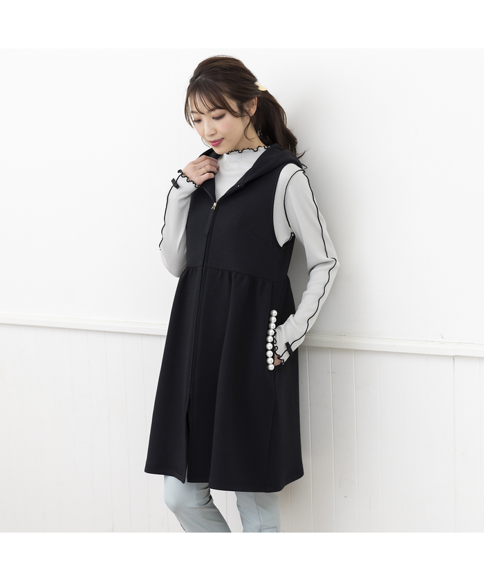 パールポケットフード付きジレ(505132727)｜阪急百貨店公式通販サイト