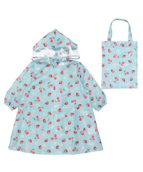 Kids Foret(キッズフォーレ)/【子供服】 Kids Foret (キッズフォーレ) ユニコーン・いちご総柄レインコート S～L B81818/サックス