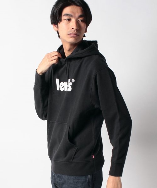 LEVI’S OUTLET(リーバイスアウトレット)/RELAXED GRAPHIC PO POSTER HOODIE CAVIAR/ブラック