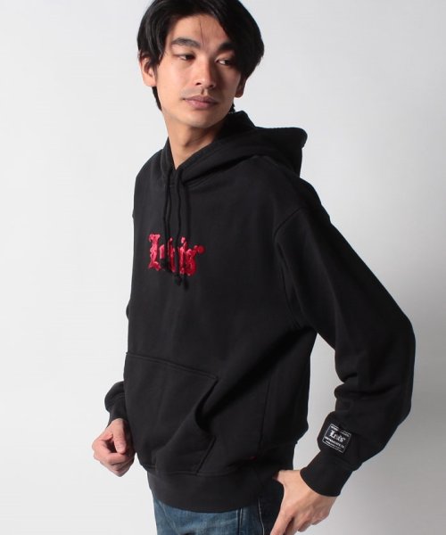 LEVI’S OUTLET(リーバイスアウトレット)/RELAXED GRAPHIC PO OLDE ENGLISH HOODIE C/ブラック