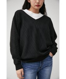 AZUL by moussy(アズールバイマウジー)/BIAS RIB LOOSE KNIT TOPS/BLK