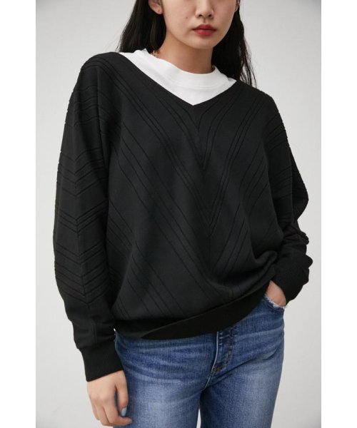 AZUL by moussy(アズールバイマウジー)/BIAS RIB LOOSE KNIT TOPS/BLK