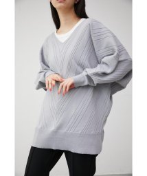 AZUL by moussy(アズールバイマウジー)/BIAS RIB LOOSE KNIT TOPS/GRY