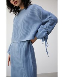 AZUL by moussy(アズールバイマウジー)/LAYERED SET DRAWSTRING KNIT OP/L/BLU1