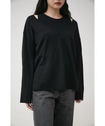 AZUL by moussy(アズールバイマウジー)/2WAY LAYERED DEEP V/N TOPS/BLK