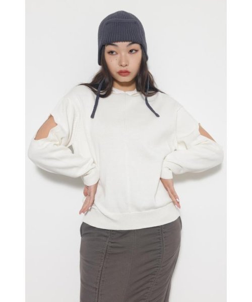 LAGUA GEM(ラグアジェム)/SLEEVE HOLE HOODIE/O/WHT1