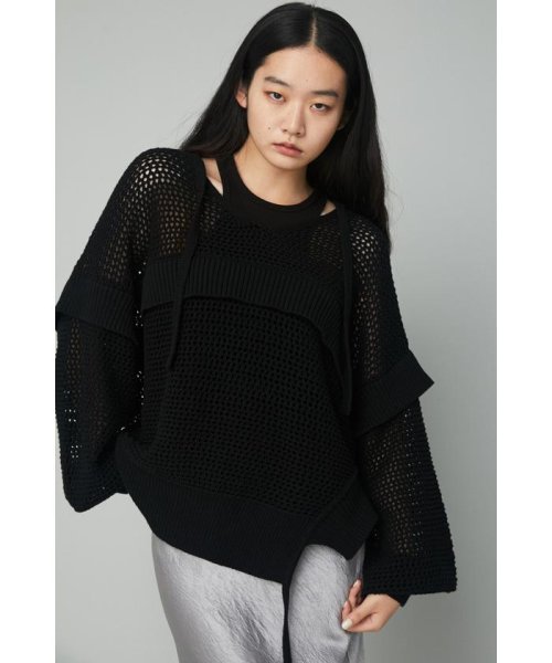 HeRIN.CYE(ヘリンドットサイ)/Mesh knit tops/BLK