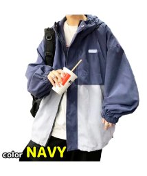 MOWMOW FASHION(マウマウ ファッション)/メンズファッション 韓国風 ジャケット ウインドブレーカー 登山服 ツーリング あたたかい 大学生 秋冬 通学 通勤 ストリート スケーター かっこいい かわい/ネイビー