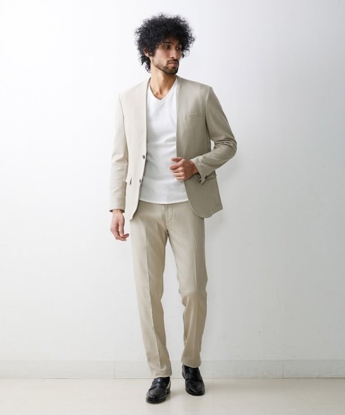 セール】ブッチャーノーカラージャケット(505145253) ミッシェルクランオム(MICHEL KLEIN HOMME) MAGASEEK MICHEL KLEIN ミッシェルクラン ジャケット テーラード ベージュ