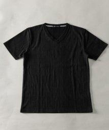 Nylaus(ナイラス)/T/C ランダムテレコ Vネック 半袖Tシャツ/ブラック