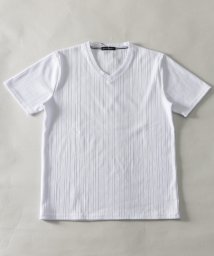 Nylaus(ナイラス)/T/C ランダムテレコ Vネック 半袖Tシャツ/ホワイト