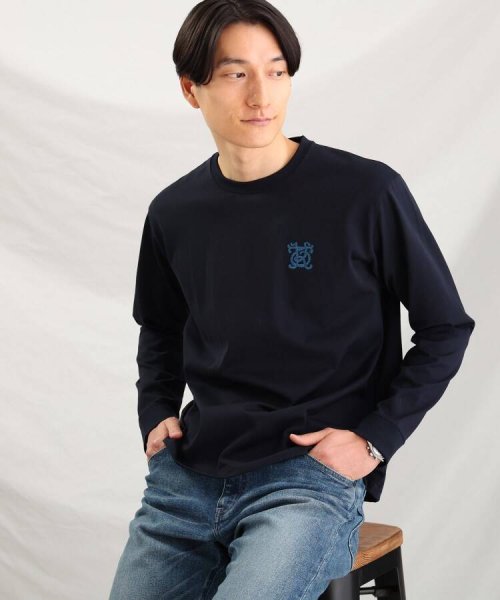 TAKEO KIKUCHI(タケオキクチ)/【Sサイズ～】ワンポイント 刺繍 ロングTシャツ/ネイビー（093）
