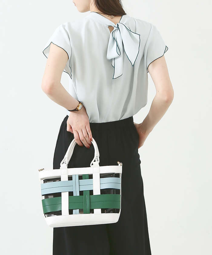 LOWELLThings 【STORY 23'6月号 P172掲載】Colatti/配色クリア2WAYトー グリーン F LOWELLThings 【STORY 23'6月号 P172掲載】Colatti/配色クリア2WAYトー グリーン F