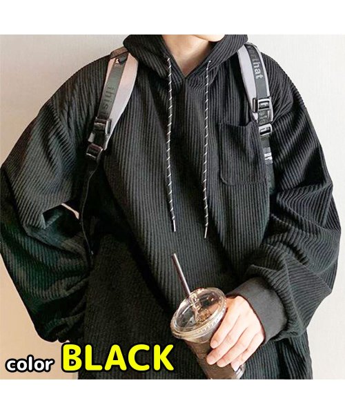 MOWMOW FASHION(マウマウ ファッション)/メンズファッション 韓国風 プルオーバー パーカー ジャケット もこもこ 大学生 秋冬 暖かい 防寒 かっこいい かわいい/ブラック