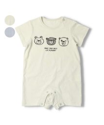 Kids Zoo(キッズズー)/【子供服】 kid´s zoo (キッズズー) くまプリント半袖Tオール・ロンパース 70cm，80cm W30701/グリーン