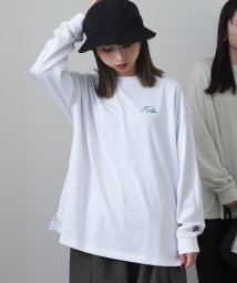 ZIP FIVE/ユニセックス ビッグシルエット ドロップショルダー高密度天竺左胸筆記体ロゴ長袖Tシャツ/505149698