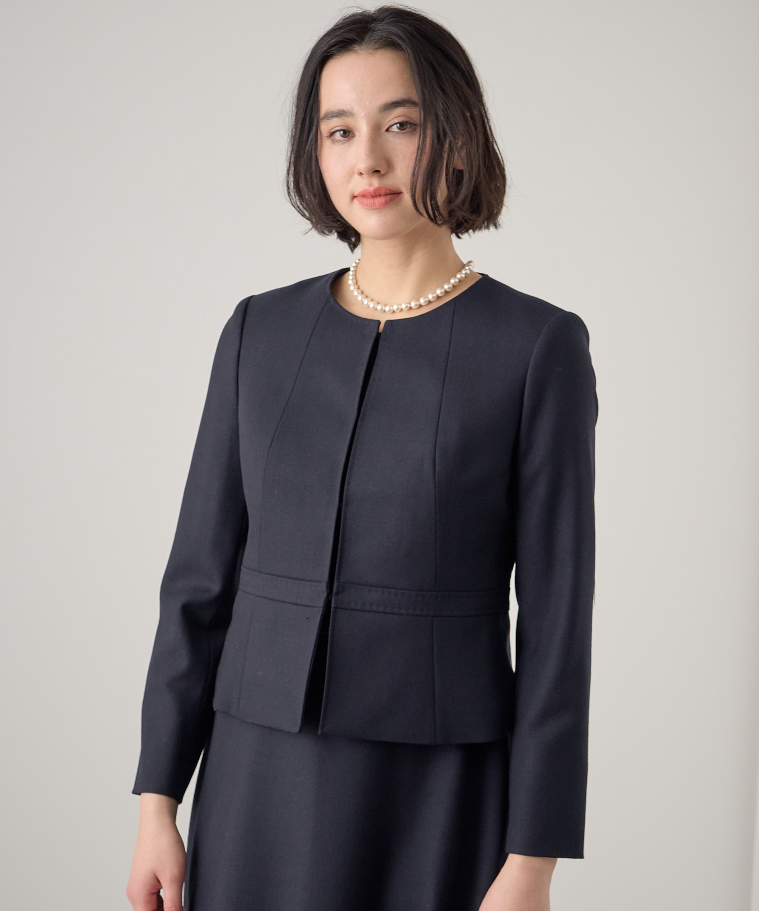 値下げ】anayi アナイ ウールジョーゼットクルーネックジャケット