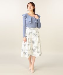 LAISSE PASSE(レッセ・パッセ)/フラワー刺繍ドットスカート/アイボリー