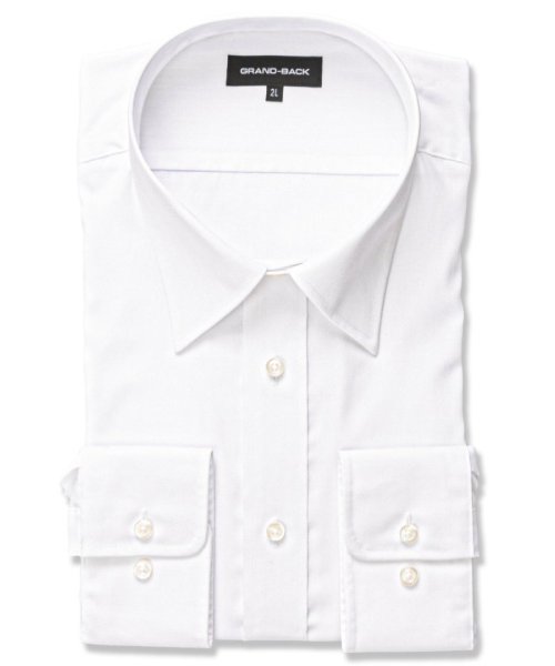 GRAND-BACK(グランバック)/【大きいサイズ】グランバック/GRAND－BACK 綿100％ 形態安定 セミワイドカラー 長袖 ワイシャツ/ホワイト