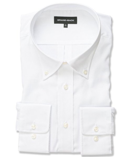 GRAND-BACK(グランバック)/【大きいサイズ】グランバック/GRAND－BACK 綿100％ 形態安定 ボタンダウン 長袖 ワイシャツ/ホワイト
