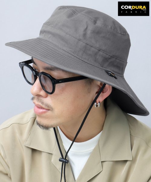 Besiquenti(ベーシックエンチ)/ストレッチ コーデュラツイル 楕円型 アドベンチャーハット アウトドアハット サファリハット 日本製生地 CORDURAナイロン 帽子 メンズ シンプル/グレー