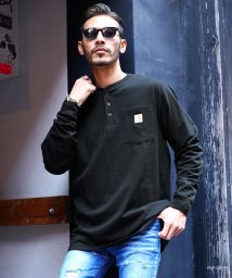 JIGGYS SHOP(ジギーズショップ)/Carhartt(カーハート) Long T－Shirt / ロンT メンズ Tシャツ 長袖 ロンティー カットソー トップス ブランド ヘビーウェイト ヘンリ/ブラック