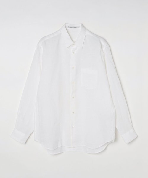SHIPS MEN(シップス　メン)/BATEAUX DE SHIPS: リネン レギュラーカラーシャツ/ホワイト