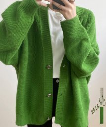 ARGO TOKYO(アルゴトウキョウ)/Spring Color Vneck Rib Knit Cardigan 25108 スプリングカラーVネックリブニットカーデイガン　ニットカーデイガン　ニット/グリーン