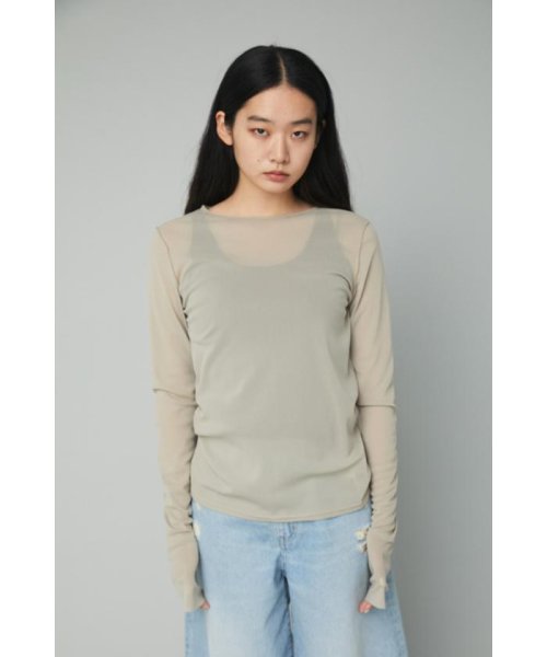 HeRIN.CYE(ヘリンドットサイ)/Crew neck mesh inner tops/BEG