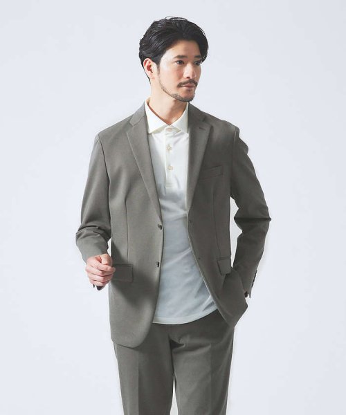 【セットアップ対応/FLEX JACKET】ポンチ シャンブレー ジャケット モデル：H178 B82 W76 H88 着用サイズ：48ネイビー