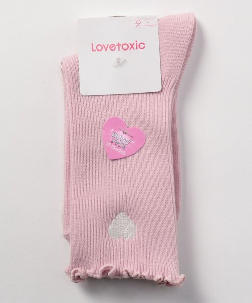 Lovetoxic(ラブトキシック)/メローハート刺繍クルーソックス/ピンク