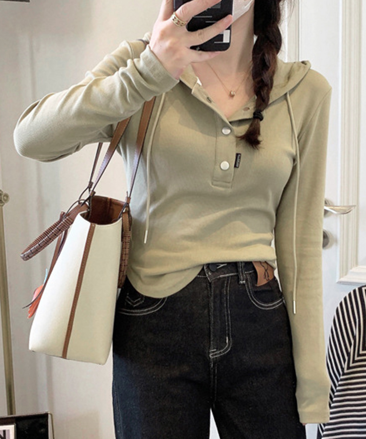 フード付きシンプルトップス レディース トップス 長袖 無地 秋服 春服 10代 20代 30代 韓国ファッション 韓国 ストリート カジュアル  大きいサイズ