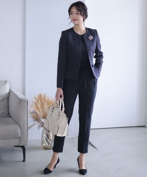 ラメツイードテーパードパンツスーツセット  W1632732763(12500円)