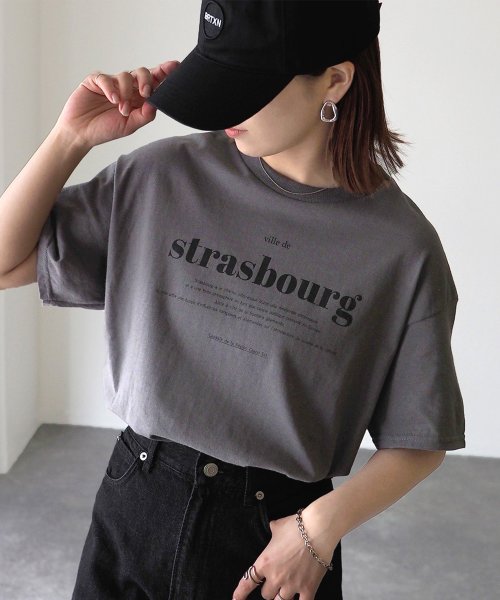 Riberry(リベリー)/【GILDAN】 strasbourgプリントTシャツ/チャコールグレー