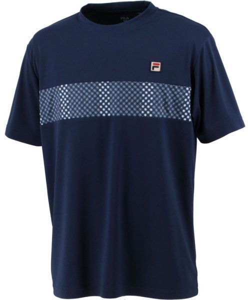FILA（ZETT Mens）(フィラ（ゼット　メンズ）)/【テニス】切替Tシャツ 小紋水玉柄 スポーツウェア メンズ/ネイビー