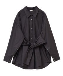 CLANE(クラネ)/WAIST RIBBON SHAPE SHIRT/BLACK