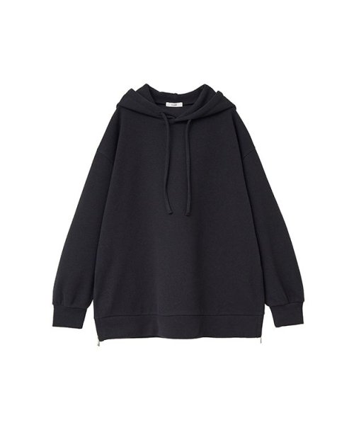 CLANE(クラネ)/SIDE ZIP WIDE HOODIE/BLACK