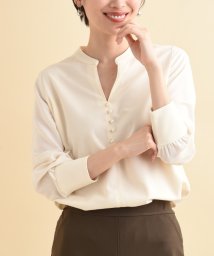 INTERPLANET/ジャージー切替パール釦ブラウス/505151643
