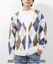 1111clothing/ワンフォークロージング 1111clothing ニットカーディガン メンズ カーディガン レディース アーガイル ニット セーター カーデ 長袖 オーバーサイ/505158262