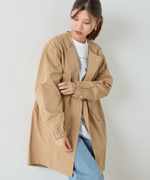 【OMNES】撥水加工フィッシュテール ノーカラーコート 人気・おすすめ｜使いやすい・旅行におすすめ 品質保証 全国発送 日本国内発送・最短翌日お届け