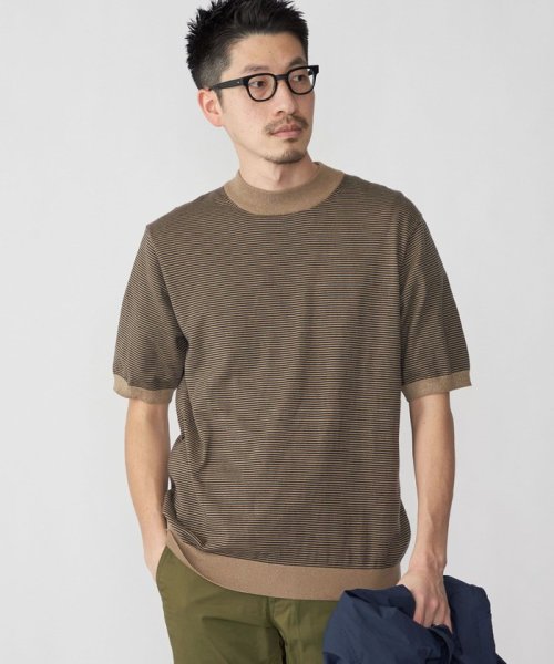 SHIPS MEN(シップス　メン)/SHIPS: CORDURA(R) TEXBRID(R) モックネック ニット Tシャツ/キャメル