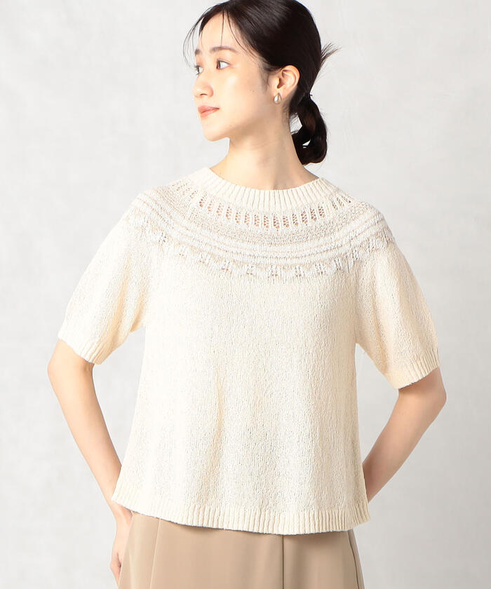 セール】５分袖 幾何学柄求心ニット(505144469) | コムサマチュア