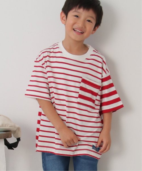 ikka kids(イッカ　キッズ)/USAコットン 異ピッチボーダーポケT（120〜160cm）/レッド