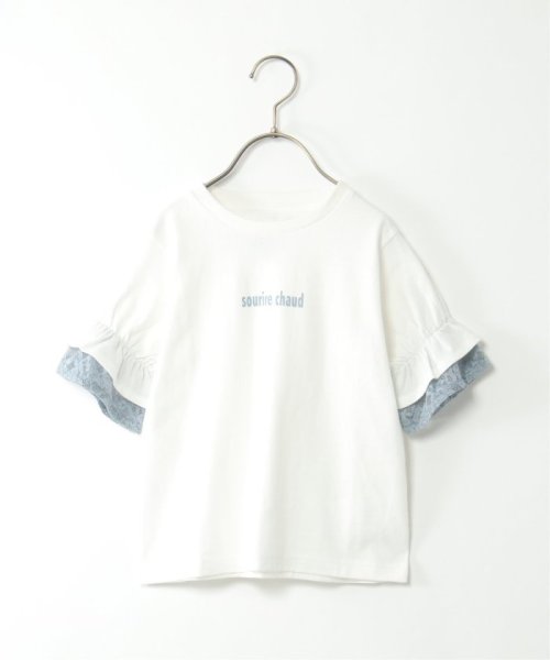 ikka kids(イッカ　キッズ)/USAコットン レースティアードTシャツ（120〜160cm）/オフホワイト