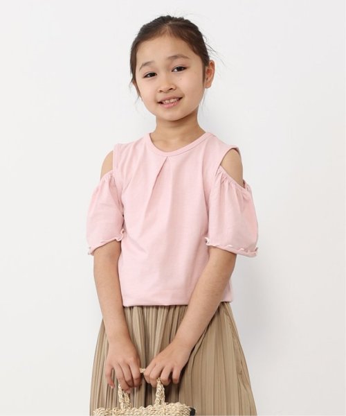 ikka kids(イッカ　キッズ)/USAコットン メロー肩開きTシャツ（120〜160cm）/ピンク