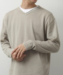 NOLLEY’S goodman(ノーリーズグッドマン)/SIX FUNCTIONS プレーティング Vネックプルオーバーニット（※半袖Ｔシャツ付き）/ベージュ