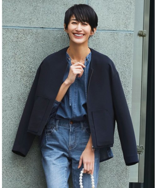 洗える】 ダブルクロスクレープ ブルゾン(505163779)｜阪急百貨店公式  