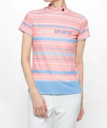 le coq sportif GOLF (ルコックスポルティフ（ゴルフ）)/マルチボーダーモックネックシャツ (吸汗速乾/ストレッチ/UV CUT(UPF50+))【アウトレット】/ピンク